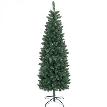 HOMCOM Árbol de Navidad Estrecho 210 cm Tipo Lápiz con Base Plegable y 687 Ramas para Dormitorio Oficina Verde