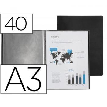 Carpeta Liderpapel Escaparate 40 Fundas PP A3 Negro Opaco