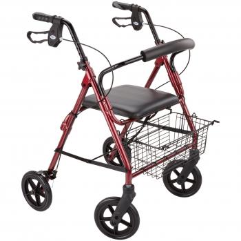 Patterson Medical - Andador con frenos y 4 ruedas, color rojo