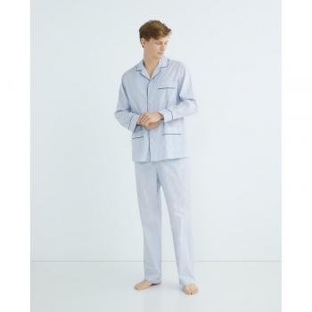 Pijama hombre Emidio Tucci tela rayas anchas y estrechas con acabado silky finish y piping