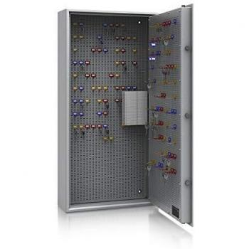 Caja de caudales para llaves nivel A, Euro-Norm S1, 1200x600x200 mm, capacidad para 350 ganchos, color gris claro