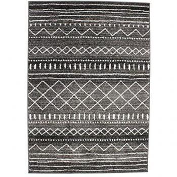Alfombra étnica de estilo beréber 133 x 190 cm, color negro, material sintético/Polipropileno