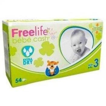 Pañales Bebé Cash Freelife Talla 3 54uds