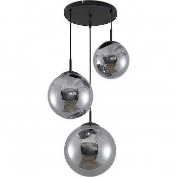 Lámpara colgante Teeja de Lindby, 3 esferas de vidrio gris humo, estilo vintage, para salón y comedor, con 3 lámparas E27