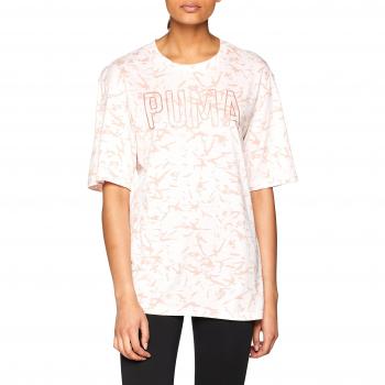 Puma Fusion Elongated AOP tee Camiseta, Mujer, Rosa