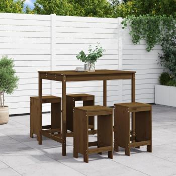 Set de jardín 5 piezas ámbar madera maciza de pino
