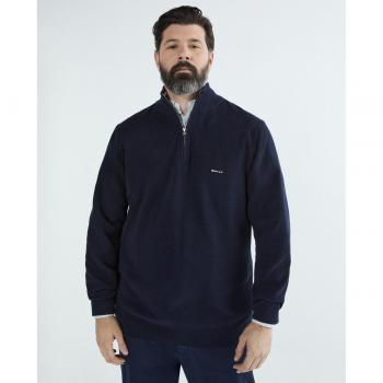 Jersey de Piqué de Algodón con Media Cremallera para Hombre - Azul Noche - Talla XXXL