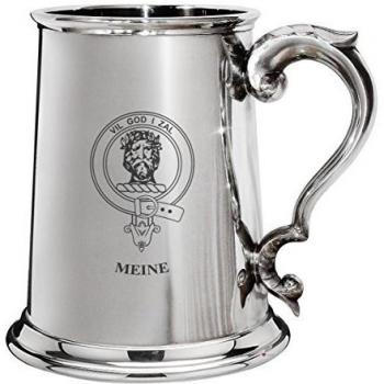 Meine Family Crest Polished Pewter 1 Pint Tankard with Scroll handle
