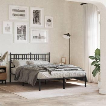 Cama con cabecero de metal negro 140x190 cm