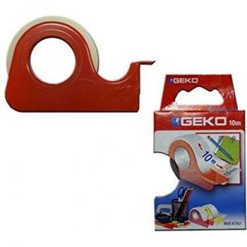 Geko 47100 Cinta Adhesiva con Dispensador, Transparente, 10 m