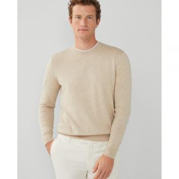 Jersey de hombre cuello redondo con coderas - color beige