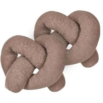 Conjunto de 2 cojines decorativos marrones 172 x 14 cm en tela afelpada con relleno suave y formas múltiples para sala de estar y dormitorio