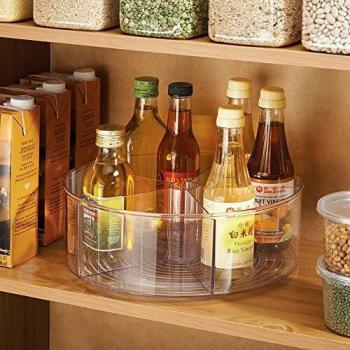 iDesign Linus Spice Carousel, Large Herb Rack for Storing Spice Jars, Made of Plastic, Clear