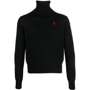Ami Paris Women's Ami De Coeur Wool High-Neck Sweater in Black | Size XS