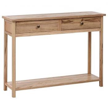Consola decorativa rústica con 2 cajones en madera clara Salton 100 x 31 cm