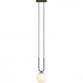 Lámpara colgante Glam EMIBIG LIGHTING, negro/opalino, 1 luz, con pantalla de cristal blanco y casquillo E14