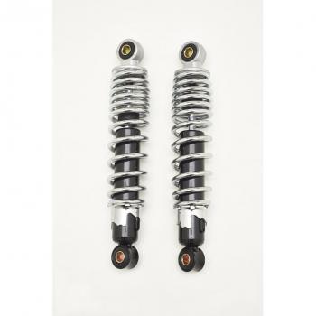 Par amortiguación Rear Shock Absorber 340 mm cuerpo negro resorte cromado