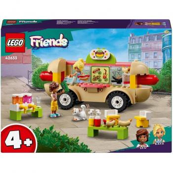 LEGO Friends Camión de Perritos Calientes Food Truck y Accesorios de Comida y Cocina de Juguete con Figura de Gato y Mini Muñecos de Personajes, Regalo para Niñas y Niños