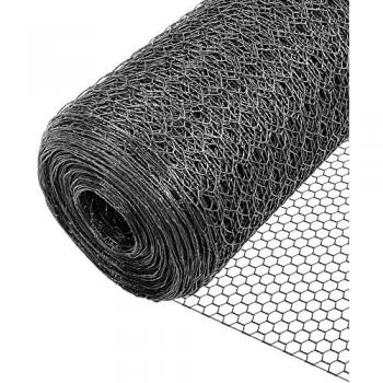 Malla de Alambre Hexagonal 25mm con Revestimiento de PVC, Rollo 1x50m, Enrejado Triple Torsión, Color Gris - Vounot