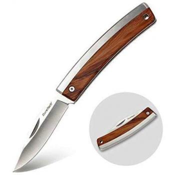 DURATECH Navaja Plegable,Cuchillo Supervivencia con Mango de Madera, Acero Inoxidable de Bolsillo Navaja, Liviana y compacta, Ideal para Camping, Picnic, Senderismo, Emergencias