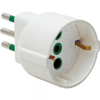 Adaptador Italiano 2P+T 10A a Schuko 16A Blanco