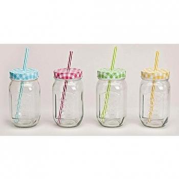 Tumbler with Lid and Straw Set 4 Glasses 0.5 Litres
