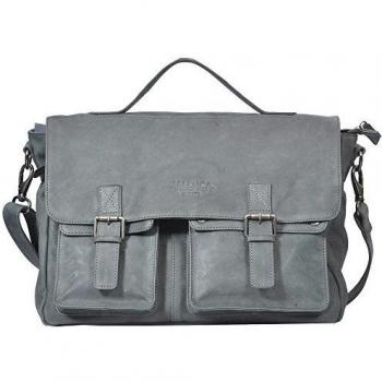 vilenca Holland 40714 gris 40 x 31 x 11 cm Vintage Piel Bolso Bandolera Maletín trabajo Laptop Bolsa para hombre/mujer portátil con College bolso Messenger