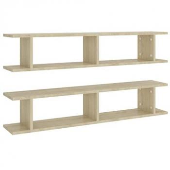 Estantes de pared 2 uds contrachapado roble Sonoma 105x18x20 cm