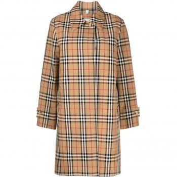 Burberry Women's Check Motif Raincoat in Beige | Size 6 | 8072680A7028