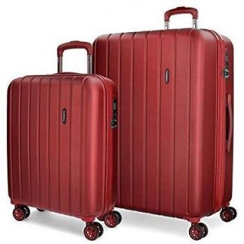 Movom Wood Juego de maletas Rojo 55/70 cms Rígida ABS Cierre TSA 119L 4 Ruedas dobles Equipaje de Mano