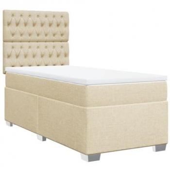 Cama Box Spring con Colchón de Tela Color Crema 80x200 cm