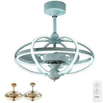 Bastilipo Miami-Ventilador de Techo con luz Mando a Distancia-3 Colores LED-Gama Luxury, Blanco, Diametro Total 63 cm, 0586
