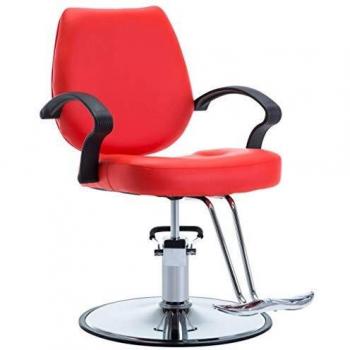 vidaXL Silla de Peluquería de Cuero Sintético Roja Salón de Belleza Barbero