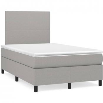 Colchón cama de muelles y tela LED gris claro 120x190 cm