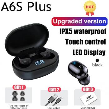 Auriculares Inalámbricos TWS A6S Plus, Estéreo Deportivos con Cancelación de Ruido para Xiaomi y iPhone
