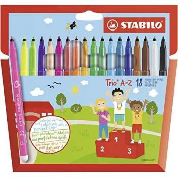 Rotulador escolar STABILO Trio AZ - Estuche de 18 colores