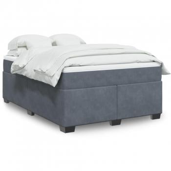 Cama box spring blanda con colchón gris oscuro 140x200 cm Terciopelo Vidaxl