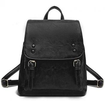 Bolso Mochila Cuero Mujer Casual, JOSEKO Mochila Antirrobo Impermeable Mochila de Estudiante con Solapa de Cuero Monedero de Elegante para Damas Universitarias con Correas Ajustables