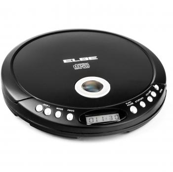 ELBE CDMP-3600 Reproductor de cd portátil + mp3, anti-shock 40/100 segundos, programable, compatible cd/cd-r/mp3, pantalla lcd, auriculares incluidos, color negro