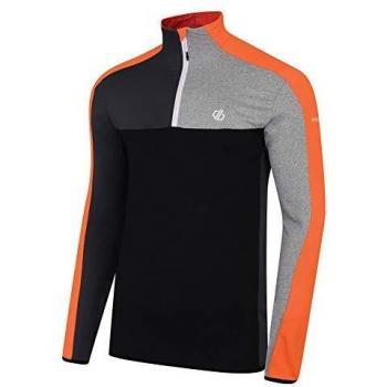 Dare 2b Depose Core Stretch Ligero de Secado rápido con Media Cremallera Superior elástica para Hombre, Hombre, Capa Intermedia elástica, DML406 96K40, Clementine/Negro, XS