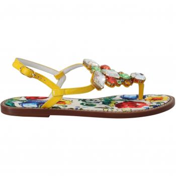 Dolce & Gabbana Multicolor Majolica Crystal Sandals Flip Flop Shoes - EU35.5/US5