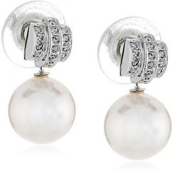 Swarovski Pendientes Perpetual, blanco, baño de rodio