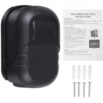 4-Digit Combination Key Safe Box - Large Capacity, Black
