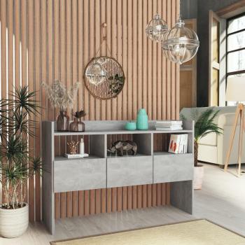 Aparador de madera contrachapada 105x30x70 cm, mueble de almacenaje de salón, buffet para salón, armario auxiliar, armario de almacenamiento en gris hormigón