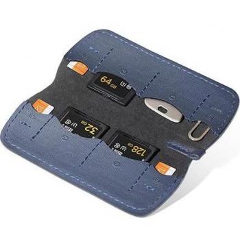 Billetera para Tarjetas de Memoria Pgytech Cuero Navy - Funda para tarjeta de memoria, material de cuero, color navy, diseño compacto y elegante, capacidad para múltiples tarjetas