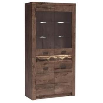 Vitrina Stanton C101 con puertas LED, 192x93x42cm, Fresno oscuro