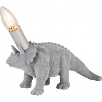 Lámpara de mesa Triceratops de cerámica, acero gris y plata, 1 luz E14