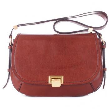 The Bridge Federica Brown Leather Shoulder Bag Clip Closure ONE SIZE
