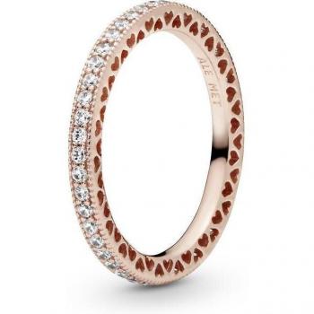 Anillo Corazones de Recubrimiento en Oro Rosa de 14K con 60 Zirconias Cúbicas