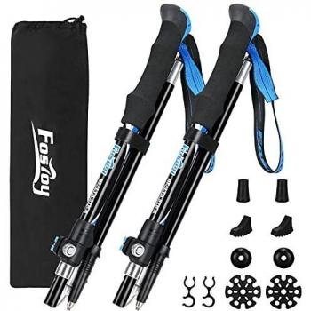 Fostoy Bastones de Trekking, Paquete de 2 Bastones de Aluminio Ligeros para Senderismo, Camping, Montañismo, Caminar